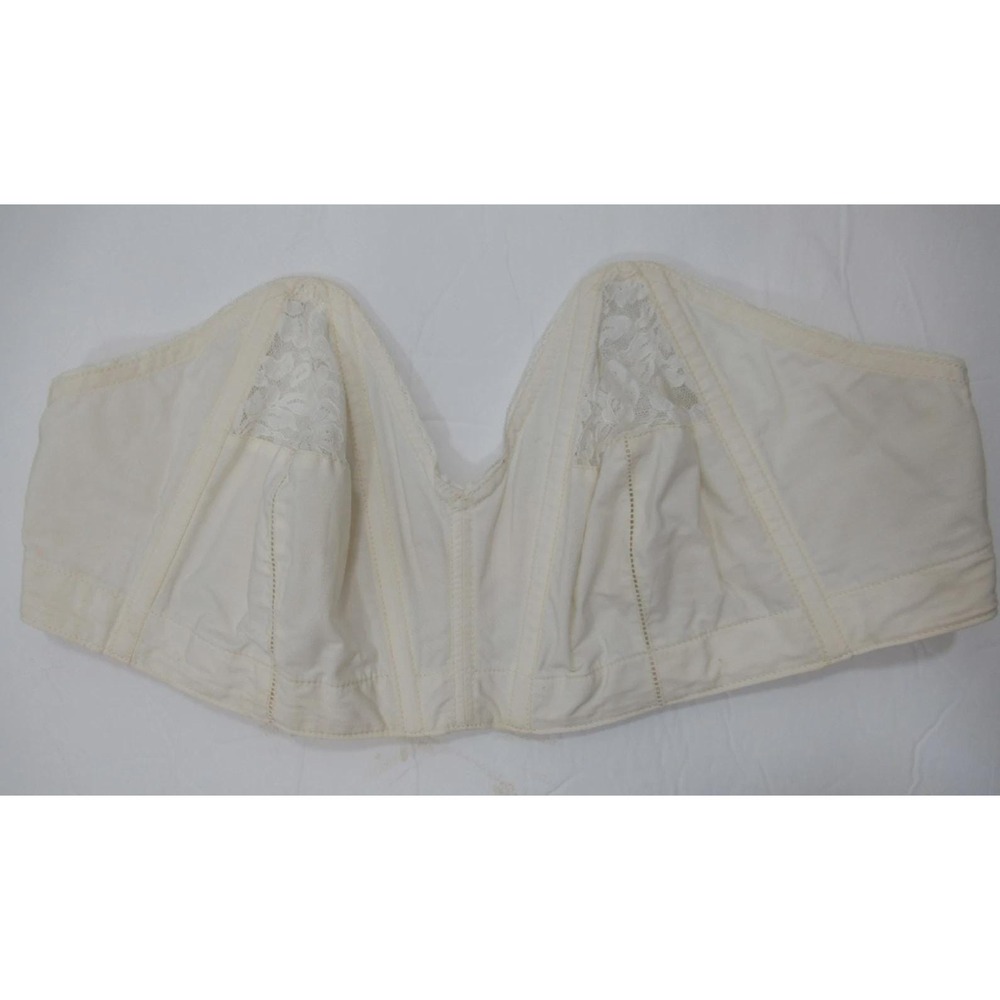 Vintage 40s 50s Maidenform Maidenette Strapless Bra 36B Cotton/Lace Ivory